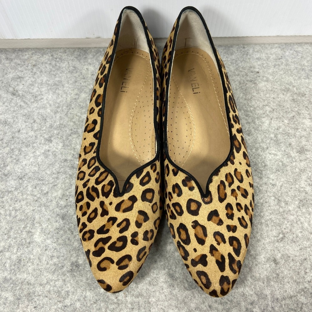 Vaneli‎ Ganet Leopard Print Calf Fur Pointed Toe Flats Womens 10 Narrow